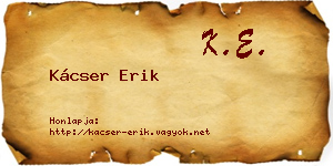 Kácser Erik névjegykártya
